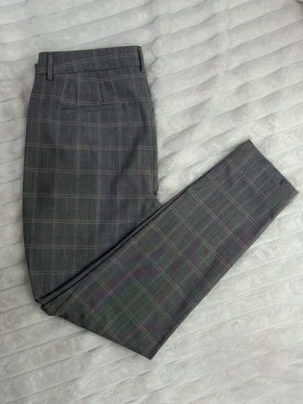 Express Editor Grey Plaid Dress Pants Size 12R - Picture 4 of 6